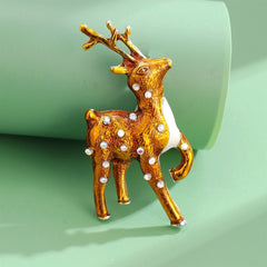 Fashion Lustrous Glitter Sparkle Rhinestone Animal Deer Brooches for Girls Sweet Elegant Pins Jewelry for Women Ladies Accessory