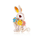 Fashion Sweet Rabbit Elegant Animals Cute Brooches for Girls Stylish Glamorous Pins Jewelry for Women Ladies Accessories Chic