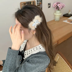 Fashion Fur Glitter Bowknot Luxury Hair Clips for Girls Elegant Sweet Cute Snap Clips for Women Ladies Hair Accessories Chic