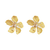 Spring and Summer Super Fairy Flower Stud Earrings with Zircon Unique Trendy Sweet Exaggerated Design Earrings Jewelry Accessory
