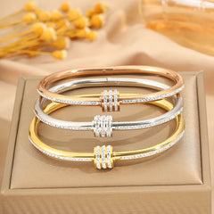 Female Open Cuff Bangle Cubic Zirconia Minimalist Bracelets Light Luxury Elegant Fashion Jewelry Women's Accessories Gift Bulk