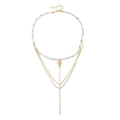 Fashion INS Style Heart Shaped Elegant Necklaces for Girls Sweater Chains Jewelry Sets Suits for Women Ladies Accessories