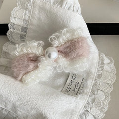 Fashion Bowknot Sweet Imitation Pearl Hair Clips for Girls Elegant Fluffy Cute Banana Clips for Women Ladies Accessories Chic