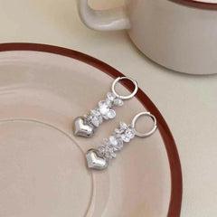 Female Heart Circle Flower Decorative Small Hoop Drop Earring Fashion Sequined Charms Luxurious Wholesale Jewelry Accessories