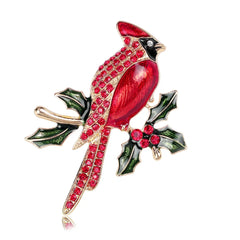 Fashion Red Birds Sweet Elegant Animals Brooches for Girls Glamorous Charms Pins Jewelry for Women Ladies Accessories Wholesale