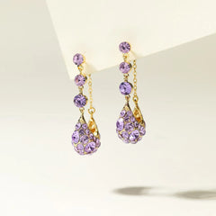 Luxury Glitter Solid Color Butterfly Drop Earrings for Girls Rhinestone Elegant Dainty Jewelry for Women Ladies Accessories