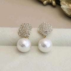 Ladies Hot Sale New Design Imitation Pearl Decorative Medium Drop Earring Fashion Sparking Charms Bulk Daily Jewelry Accessories
