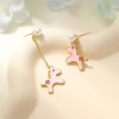Cute Animals Horse Sweet Drop Earrings for Girls Kawaii Simple Solid Color Jewelry for Women Ladies Accessories Wholesale