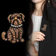 Fashion Glitter Sweet Puppy Cute Dogs Animals Brooches for Girls Stylish Glamorous Pins Jewelry for Women Ladies Accessories