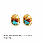 Fashion S925 Silver Turquoise Red Agate Stud Earrings for Girls Boho Vintage Jewelry for Women Ladies Wholesale China Factory