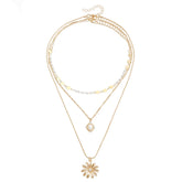 Fashion Flower Floral Layered Wearing Necklaces for Girls Star Imitation Pearl Jewelry for Women Ladies Accessories Wholesale