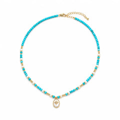 Fashion Natural Turquoise Nanhong Agate Pearl Necklaces for Girls Elegant Sweet Jewelry for Women Ladies Wholesale Bulk Vintage
