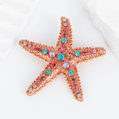 Fashion Starfish Sweet Trendy Ocean Brooches for Girls Glitter Glamorous Pins Jewelry for Women Ladies Accessories Wholesale