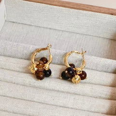 Fashion Sweet Beads Glamorous Charms Hoop Earrings for Girls Elegant Chic Art Deco Insta Jewelry for Women Ladies Accessories