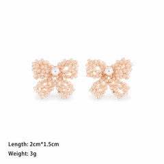 Fashion Pearl Butterfly Bowknot Stud Earrings for Girls Sweet Elegant Trendy Jewelry for Women Ladies Wholesale China Factory