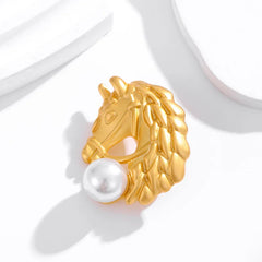 Fashion Horses Trendy Stylish Brooches for Girls Elegant Luxury Imitation Pearl Pins Jewelry for Women Ladies Accessories