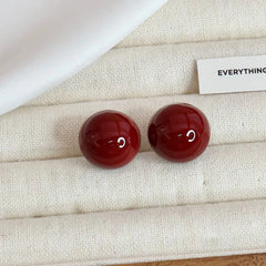 Red Simple Solid Color Fashion Stud Earrings for Girls Sweet Cute Jewelry for Women Ladies Bijuterias Wholesale Light Weight