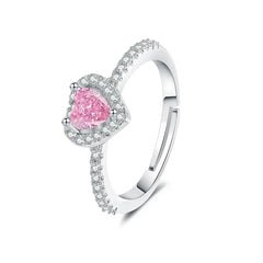 Shining Colorful Heart-shaped Ring Women's Classic Fashionable Zircon Jewelry Ring Romantic Wedding Gift Accessory Hot Sale Bulk