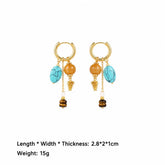 Women Blue Brown Natural Stone 18k Gold-plated Drop Earring Fashion Elegant Factory Price Low MOQ in Stock Jewelry for Female