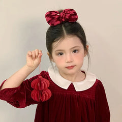 Classic Solid Color Bowknot Hair Ties for Baby Girls Cute Kawaii Velvet Scrunchies for Kids Children Hair Accessories in Stock