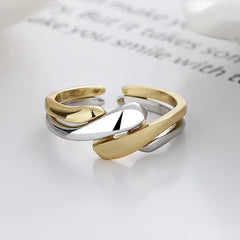 2PCS Fashionable Twisted Rings for Women Irregular Water Ripple Opening Rings Simple Best Seller Accessories Bulk Europe America