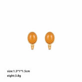 Women Orange Resin 18k Gold-plated Ear Clips Fashion Elegant Dainty Charms Factory Price Low MOQ in Stock Jewelry for Female
