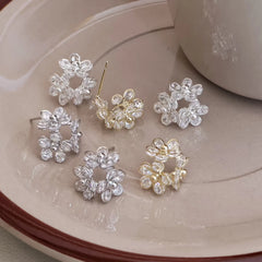 Trendy Designer Simple Glitter Stud Earrings for Girls Elegant Sweet Graceful Jewellry for Women Ladies Accessories Wholesale