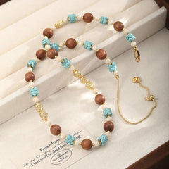 Fashion Copper 18K Gold Plated Beads Necklaces for Girls Sweet Elegant Vacation Jewelry for Women Ladies Wholesale Manufacturer