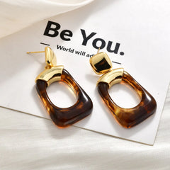 Female Fashionable Resin Earrings Maurad Retro Irregular Geometric Earring Stud Unique Luxury High-End Ear Jewelry Ear Accessory