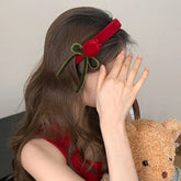 Fashion Flower Elegant Solid Color Red Head Band for Girls New Year Bowknot Chic Hair Band for Women Ladies Hair Accessories