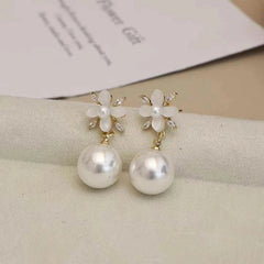 Female Heart Small Rhinestone Imitation Pearl Small Drop Earring Elegant Graceful Fashion Charms Bulk Daily Jewelry Accessories
