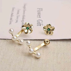 Ladies Imitation Pearl Bow Flower Decorative Small Drop Earring Fashion Elegant Glamorous High Quality Daily Jewelry Accessories