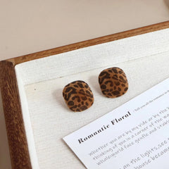 Ladies Heart Shape Leopard Print Mini Stud Earring Fashion Elegant Chic Wholesale Jewelry Accessories for Women Office Holiday