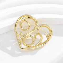 Fashion Simple Minimalistic Heart Shaped Brooches for Girls Sweet Elegant Pins Jewelry for Women Ladies Accessories Wholesale
