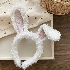 Women Pink White Rabbit Ear Large Hairbands Sweet Fashion Chic Fluffy Wholesale in Stock Headbands Accessories for Female Daily