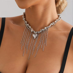 Fashion Simple Steel Beads Tassel Necklaces for Girls Stylish Insta Style Elegant Jewelry for Women Ladies Accessories Wholesale