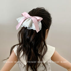 Sweet Fashion Ribbon Bowknot Hair Clips for Baby Girls Cute Elegant Stylish Barrette for Kids Children Hair Accessories in Stock