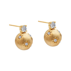 French Style Stud Earrings Golden Ball Glitter Zircon Drawing Earrings Middle Ages Vintage Elegant Unique Design Women Earrings
