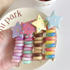 Kids Candy Color Star Telephone Wire Hair Ties Fashion Chic Sweet Cute in Stock Scrunchies Accessories for Children Daily Causal