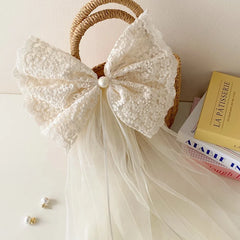 Solid Color Exaggerated Bowknot Tulle Hair Clips for Baby Girls Elegant Sweet Alligators for Kids Child Hair Accessories