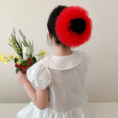 Solid Color Kids Hair Ties High Elastic Large Ponytail Holder Scrunchies Elegant Fashion Accessory for Children Sweet Daily