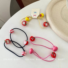 Cute Sweet Fruit Animals Scrunchies Fashionable Plaid Kawaii Hair Ties for Baby Girls and Kids Hair Accessories Stock