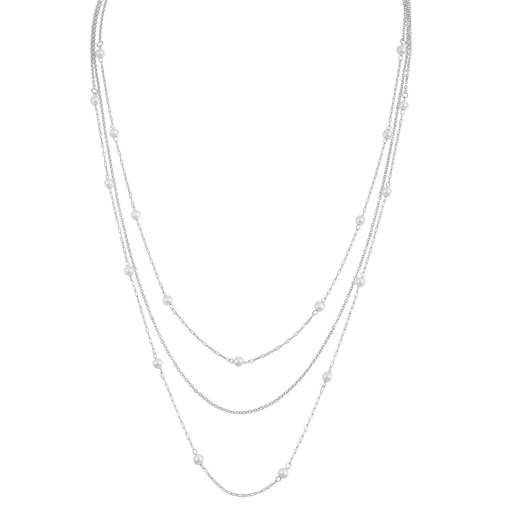 Fashion Simple Imitation Pearl Sweater Chain Necklaces for Girls Sweet Elegant Minimalistic Jewellry for Women Ladies Accessory