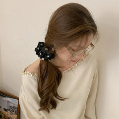 Solid Colored Female Dots Balls Shape Large Hair Ties Elegant Thick Thin Hair Scrunchies Accessories for Office Women