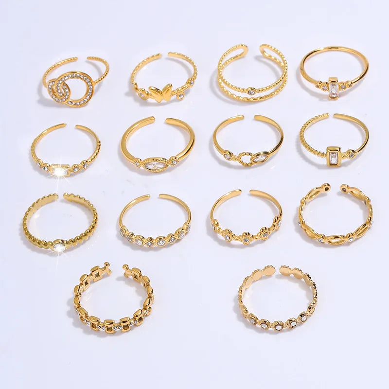 Fashionable Rings Women Simple Wheat Ear Style Gemstone Rings Versatile High-end Stainless Steel Jewelry Accessories Wholesale