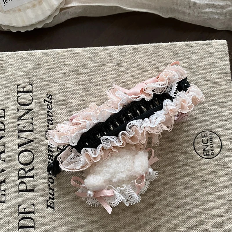 Fashion Cute Animals Dog Hair Clips for Girls Kawaii Elegant Lace Banana Clips for Women Lady Hair Accessories Chinese Supplier