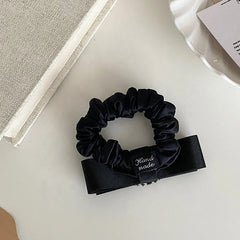Women 2025 Hot Sale Black Bowknot Rhinestone Hair Ties Fashion Elegant Thick Thin Hair Scrunchies Accessories for Female Daily