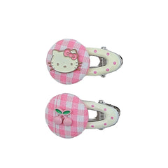 Children MultiColor Grid Cat Small Alligator Clips Hair Ties Fashion Sweet Wholesale in Stock Scrunchiy Hairpins Accessory Set
