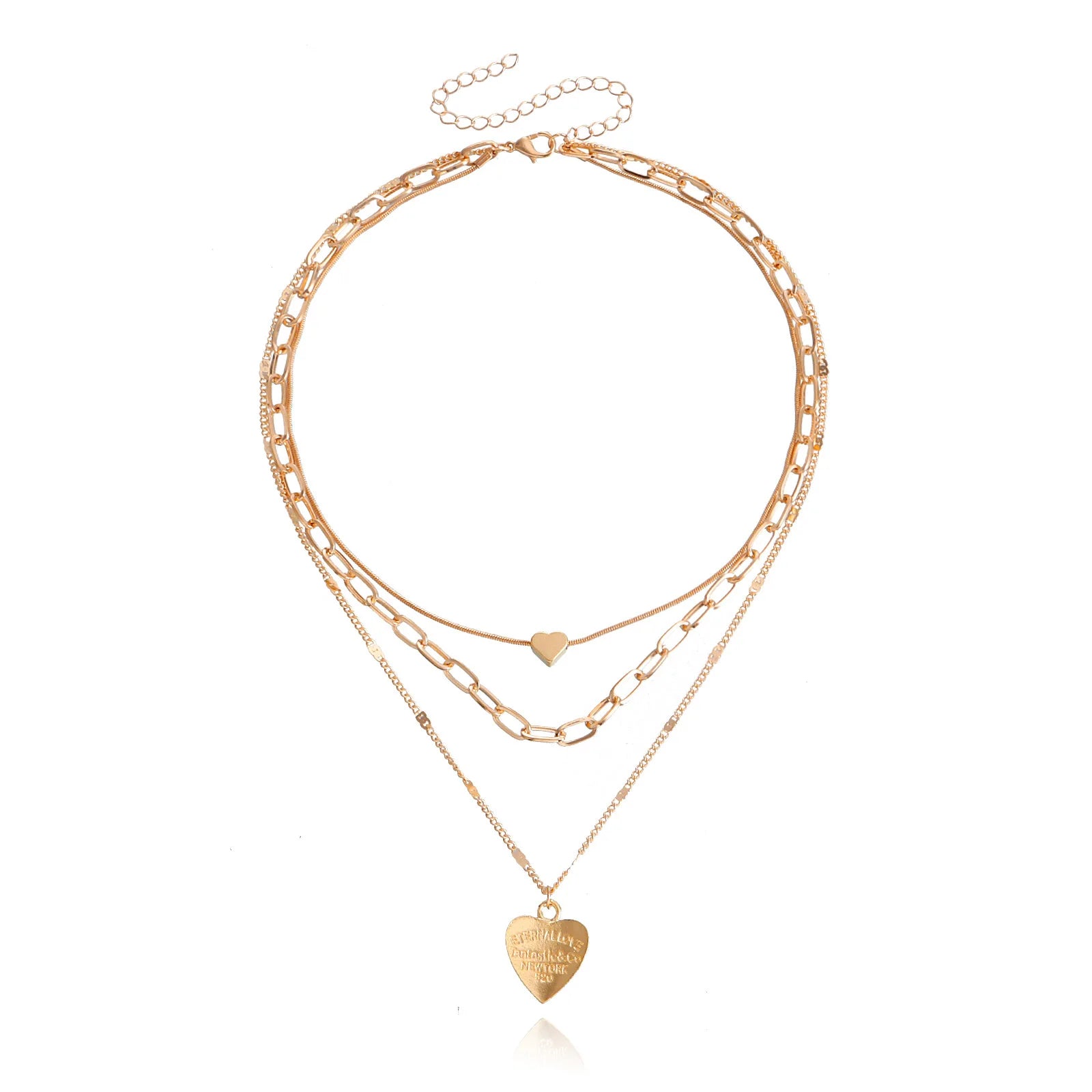 Fashion Sweet Heart Shaped Layered Wearing Necklaces for Girls Spicy Glamorous Jewelry for Women Ladies Accessories Wholesale