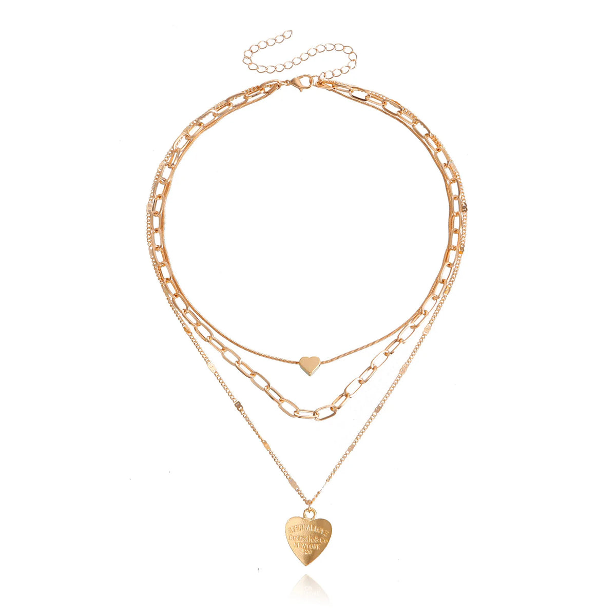 Fashion Sweet Heart Shaped Layered Wearing Necklaces for Girls Spicy Glamorous Jewelry for Women Ladies Accessories Wholesale